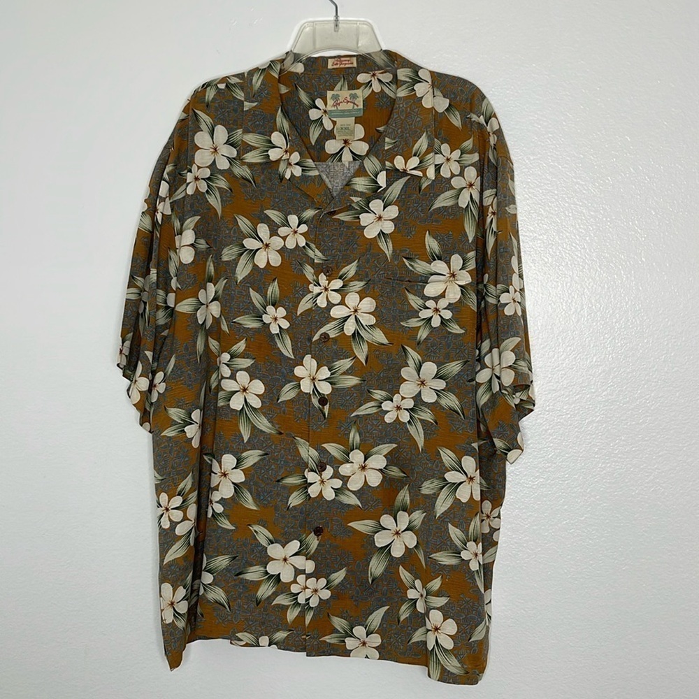 Reyn Spooner 100% Regency Silk Floral Print Hawaiian Button Down Shirt Size XXL